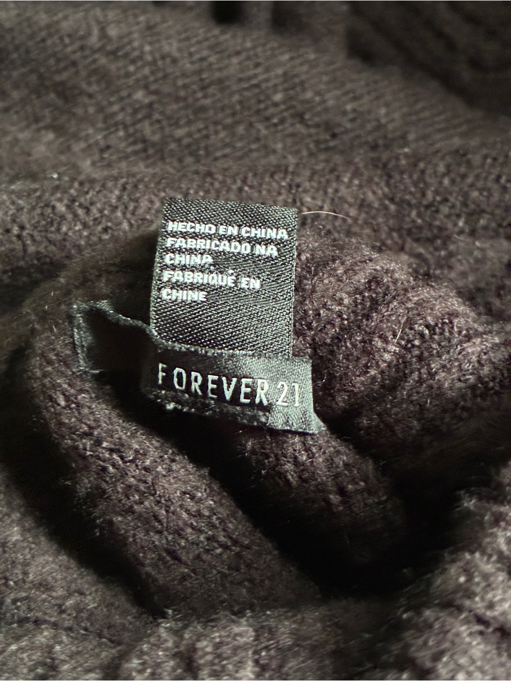 Forever 21 Cable Knit Turtleneck Sweater Dress Dark Charcoal Gray XL - Picture 4 of 5
